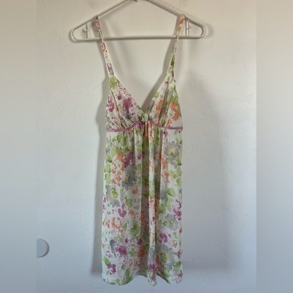 Oscar de la Renta the Pink Label Green and Pink Rosette Nightgown Size Medium - Picture 1 of 6